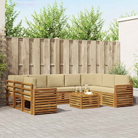 vidaXL Soffgrupper 10 pcs Naturlig och Beige Massivt Akaciaträ