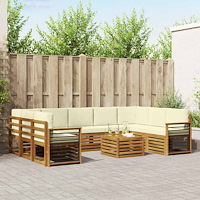 vidaXL Soffgrupper 10 pcs Naturlig och Grädde Massivt Akaciaträ