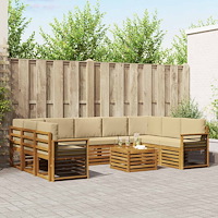 vidaXL Soffgrupper 10 pcs Naturlig och Beige Massivt Akaciaträ