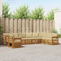 vidaXL Soffgrupper 10 pcs Naturlig och Beige Massivt Akaciaträ