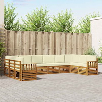 vidaXL Soffgrupper 10 pcs Naturlig och Grädde Massivt Akaciaträ