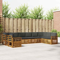 vidaXL Soffgrupper 10 pcs Naturlig och Antracit Massivt Akaciaträ