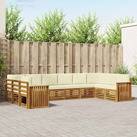 vidaXL Soffgrupper 10 pcs Naturlig och Grädde Massivt Akaciaträ