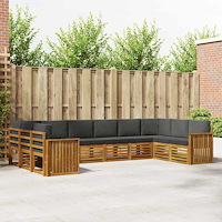 vidaXL Soffgrupper 10 pcs Naturlig och Antracit Massivt Akaciaträ