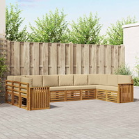 vidaXL Soffgrupper 10 pcs Naturlig och Beige Massivt Akaciaträ