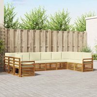 vidaXL Soffgrupper 10 pcs Naturlig och Grädde Massivt Akaciaträ
