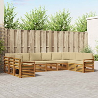 vidaXL Soffgrupper 10 pcs Naturlig och Beige Massivt Akaciaträ