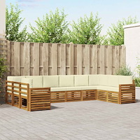 vidaXL Soffgrupper 10 pcs Naturlig och Grädde Massivt Akaciaträ