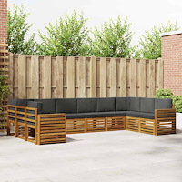 vidaXL Soffgrupper 10 pcs Naturlig och Antracit Massivt Akaciaträ