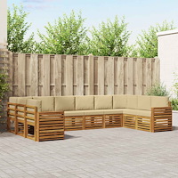 vidaXL Soffgrupper 10 pcs Naturlig och Beige Massivt Akaciaträ