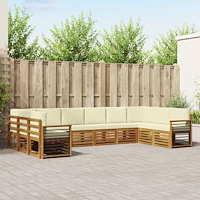 vidaXL Soffgrupper 10 pcs Naturlig och Grädde Massivt Akaciaträ