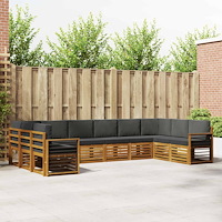 vidaXL Soffgrupper 10 pcs Naturlig och Antracit Massivt Akaciaträ