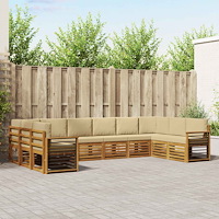 vidaXL Soffgrupper 10 pcs Naturlig och Beige Massivt Akaciaträ