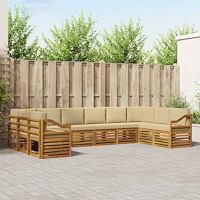 vidaXL Soffgrupper 10 pcs Naturlig och Beige Massivt Akaciaträ
