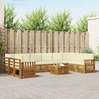 vidaXL Soffgrupper 11 pcs Naturlig och Grädde Massivt Akaciaträ