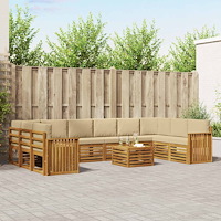 vidaXL Soffgrupper 11 pcs Naturlig och Beige Massivt Akaciaträ