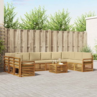 vidaXL Soffgrupper 11 pcs Naturlig och Beige Massivt Akaciaträ