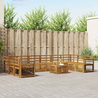 vidaXL Soffgrupper 11 pcs Naturfärg Massivt Akaciaträ