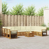 vidaXL Soffgrupper 11 pcs Naturlig och Grädde Massivt Akaciaträ
