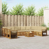 vidaXL Soffgrupper 11 pcs Naturlig och Beige Massivt Akaciaträ