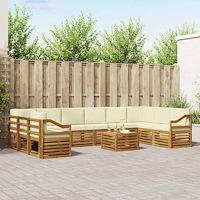 vidaXL Soffgrupper 11 pcs Naturlig och Grädde Massivt Akaciaträ
