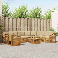 vidaXL Soffgrupper 11 pcs Naturlig och Beige Massivt Akaciaträ