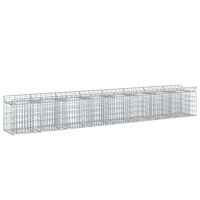 vidaXL Gabion upphöjd säng 2 pcs Silver 400 x 50 x 60 cm