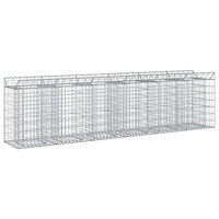 vidaXL Gabion upphöjd säng 2 pcs Silver 300 x 50 x 80 cm