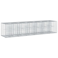 vidaXL Gabion upphöjd säng 2 pcs Silver 260 x 60 x 55 cm