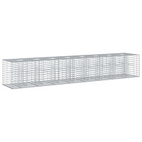 vidaXL Gabion upphöjd säng 2 pcs Silver 340 x 60 x 55 cm