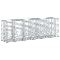 vidaXL Gabion upphöjd säng 2 pcs Silver 250 x 50 x 80 cm