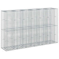 vidaXL Gabion upphöjd säng 3 pcs Silver 250 x 50 x 150 cm