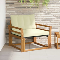 vidaXL Utomhussoffset Massivt Akaciaträ och Textilene Naturfärg