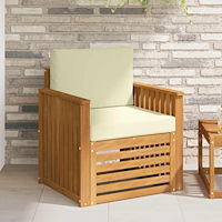 vidaXL Utomhussoffset med kudde Naturfärg 71 x 63 x 73 cm