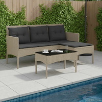 vidaXL Trädgårdsoffset med kudde 2 pcs konstrotting