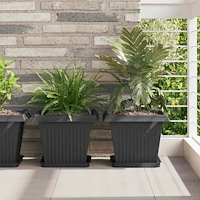 vidaXL Kvadratisk Blomkruka 6 pcs Svart 33 x 33 x 26 cm Plast