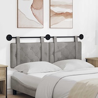 vidaXL Hängande Huvudgavel Väggmonterad Ljusgrå 130 x 55 x 5 cm Sammet