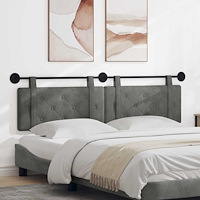 vidaXL Hängande Huvudgavel Väggmonterad Mörkgrå 170 x 55 x 5 cm Sammet