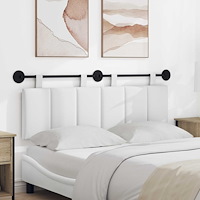 vidaXL Hängande Huvudgavel Väggmonterad Randig Vit 150 x 55 x 5 cm tyg