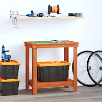 vidaXL Arbetsbänk med hylla VaxBrun 80 x 50 x 80 cm Massivt furu