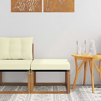 vidaXL Utomhuspall Massivt akaciaträ och Textilene Naturfärg