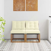 vidaXL 2 Stycke Utomhus Mellansoffa Massivt akaciaträ och Textilene