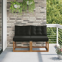 vidaXL 2 Stycke Utomhus Mellansoffa Massivt akaciaträ och Textilene