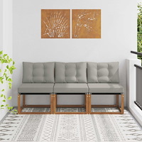 vidaXL 3 Stycke Utomhus Mellansoffa Massivt akaciaträ och Textilene