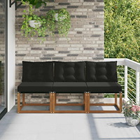 vidaXL 3 Stycke Utomhus Mellansoffa Massivt akaciaträ och Textilene