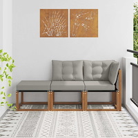 vidaXL Modulsoffa utomhus med kudde 3 Stycke Naturfärg