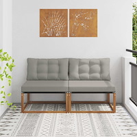 vidaXL 2 Stycke Utomhus Mellansoffa Massivt Akaciaträ Naturfärg