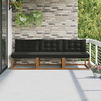 vidaXL 3 Stycke Utomhus Mellansoffa Massivt Akaciaträ Naturfärg