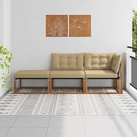 vidaXL Utomhus Sektionsoffa Enheter med kudde 3 Stycke Naturfärg