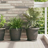 vidaXL Rund Blomkruka 6 pcs Svart Ø 26 x 21.5 cm Plast